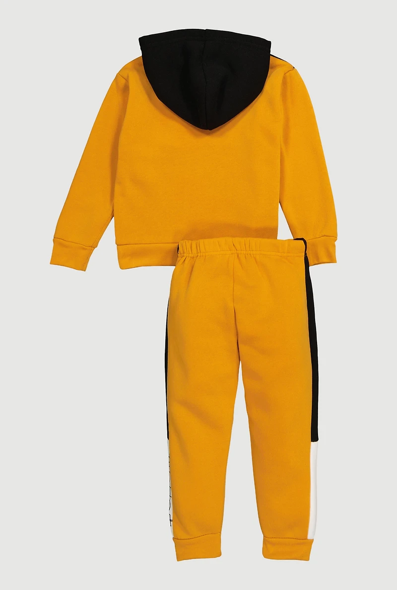 Toddler Boys Color Block Fresh Graphic Hoodie and Sweatpants