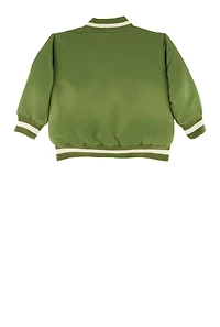 Toddler Boys Icon Rose Graphic Bomber Jacket, Green, Size 2T