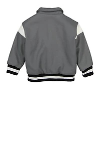 Toddler Boys B Initial Chenille Patch Varsity Jacket, Grey, Size 2T