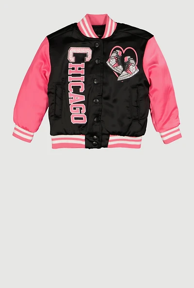 Toddler Girls Destination Graphic Varsity Jacket