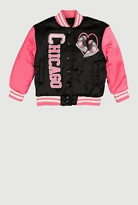 Toddler Girls Destination Graphic Varsity Jacket