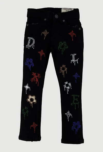 Toddler Boys Rhinestone Drip Print Jeans
