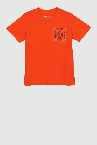 Toddler Boys Rhinestone Saint Short Sleeve Graphic Tee