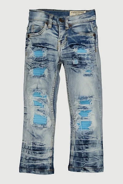 Toddler Boys Whiskered Patch and Repair Skinny Jeans