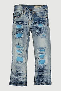 Toddler Boys Whiskered Patch and Repair Skinny Jeans