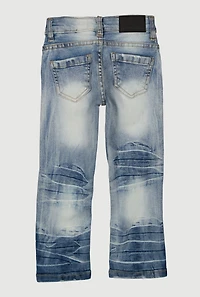 Toddler Boys Distressed Patch and Repair Acid Wash Jeans