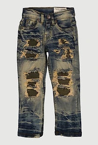 Toddler Boys Acid Wash Distressed Patch and Repair Jeans
