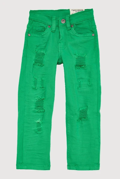 Toddler Boys Patch and Repair Skinny Jeans, Green, Size 3T
