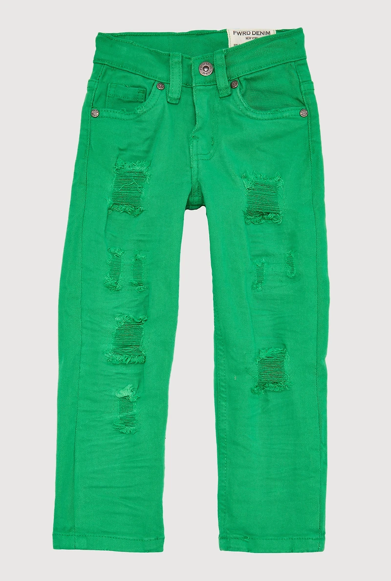 Toddler Boys Patch and Repair Skinny Jeans, Green,