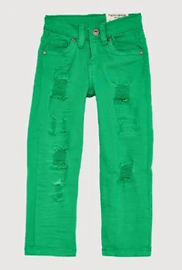 Toddler Boys Patch and Repair Skinny Jeans, Green,