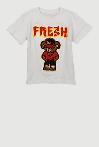 Toddler Boys Fresh Bear Chenille Graphic Tee, White, Size 3T