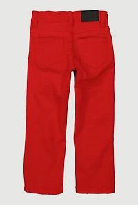 Toddler Boys Distressed Patch and Repair Jeans, Red, Size 3T