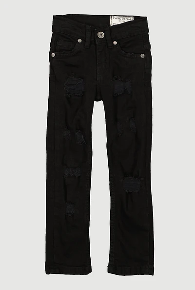Toddler Boys Patch and Repair Distressed Skinny Jeans, Black, Size 3T
