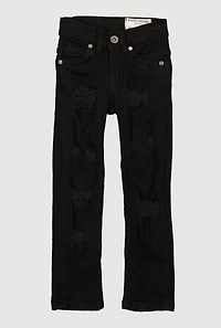 Toddler Boys Patch and Repair Distressed Skinny Jeans, Black, Size 3T