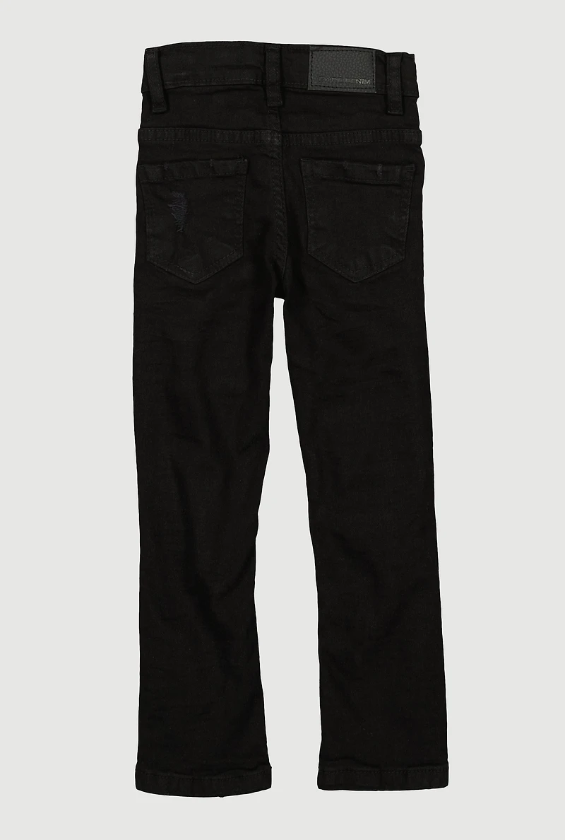 Toddler Boys Patch and Repair Distressed Skinny Jeans, Black, Size 3T