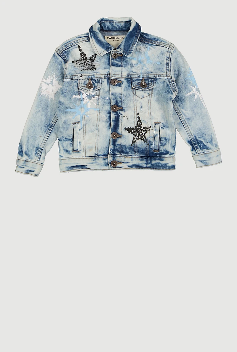 Toddler Boys Acid Wash Star Graphic Jean Jacket