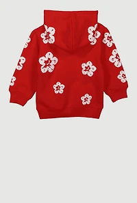 Toddler Boys Floral Print Pullover Hoodie, Red,