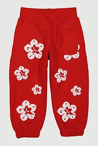 Toddler Boys Floral Print Joggers, Red, Size 2T