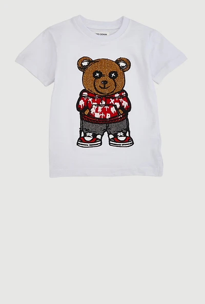 Toddler Boys Chenille Bear Graphic T Shirt