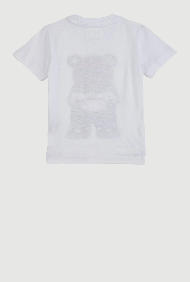 Toddler Boys Chenille Bear Graphic T Shirt, White, Size 2T
