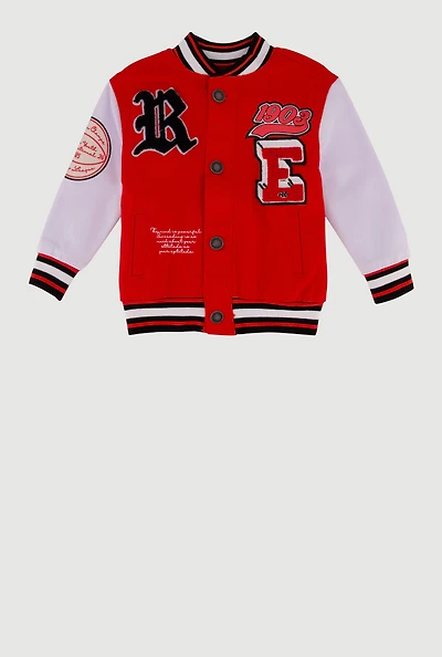 Toddler Boys 1903 Graphic Button Front Varsity Jacket