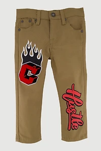 Toddler Boys Chenille C Patch Graphic Khaki Pants