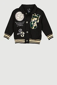 Toddler Boys Chenille MG Patch Graphic Varsity Jacket