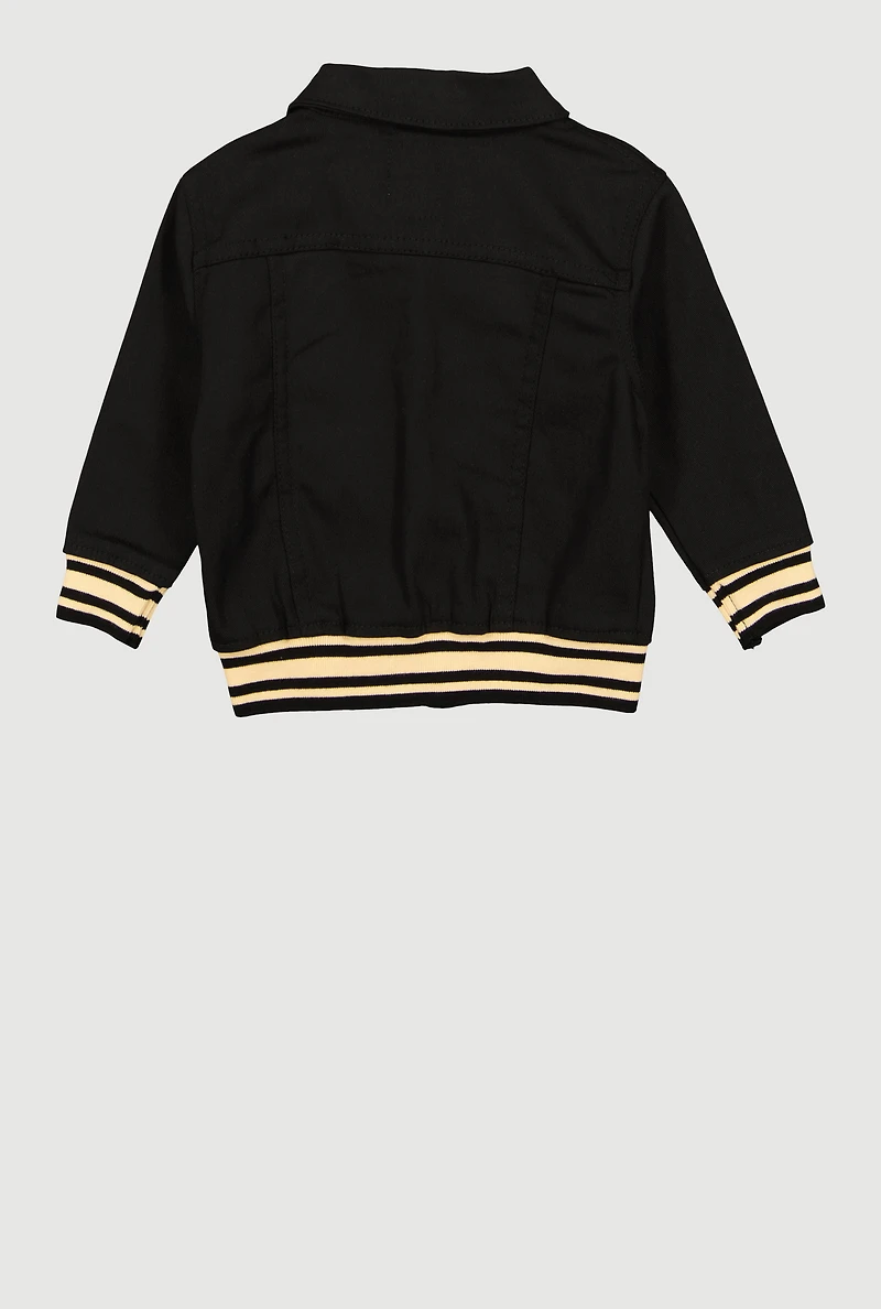 Toddler Boys Chenille MG Patch Graphic Varsity Jacket