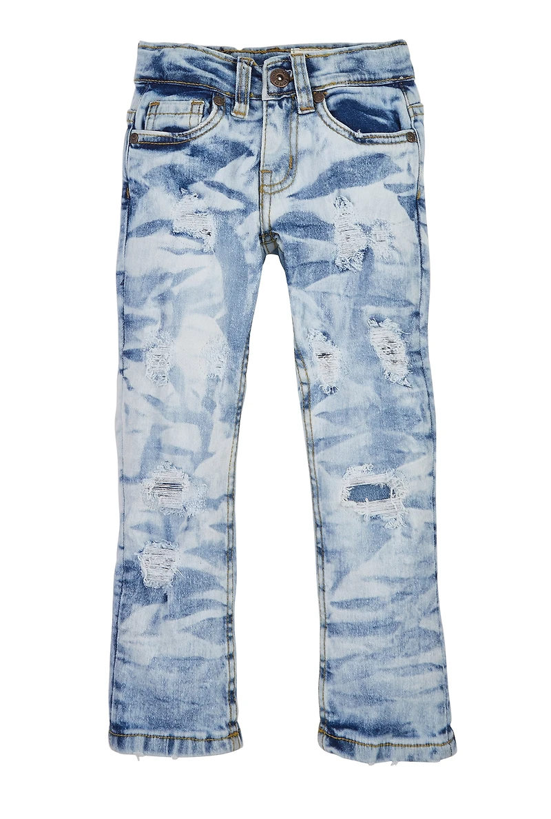 Toddler Boys Acid Wash Distressed Jeans, Blue, Size 2T