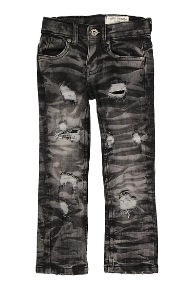 Toddler Boys Whiskered Distressed Jeans, Black, Size 2T