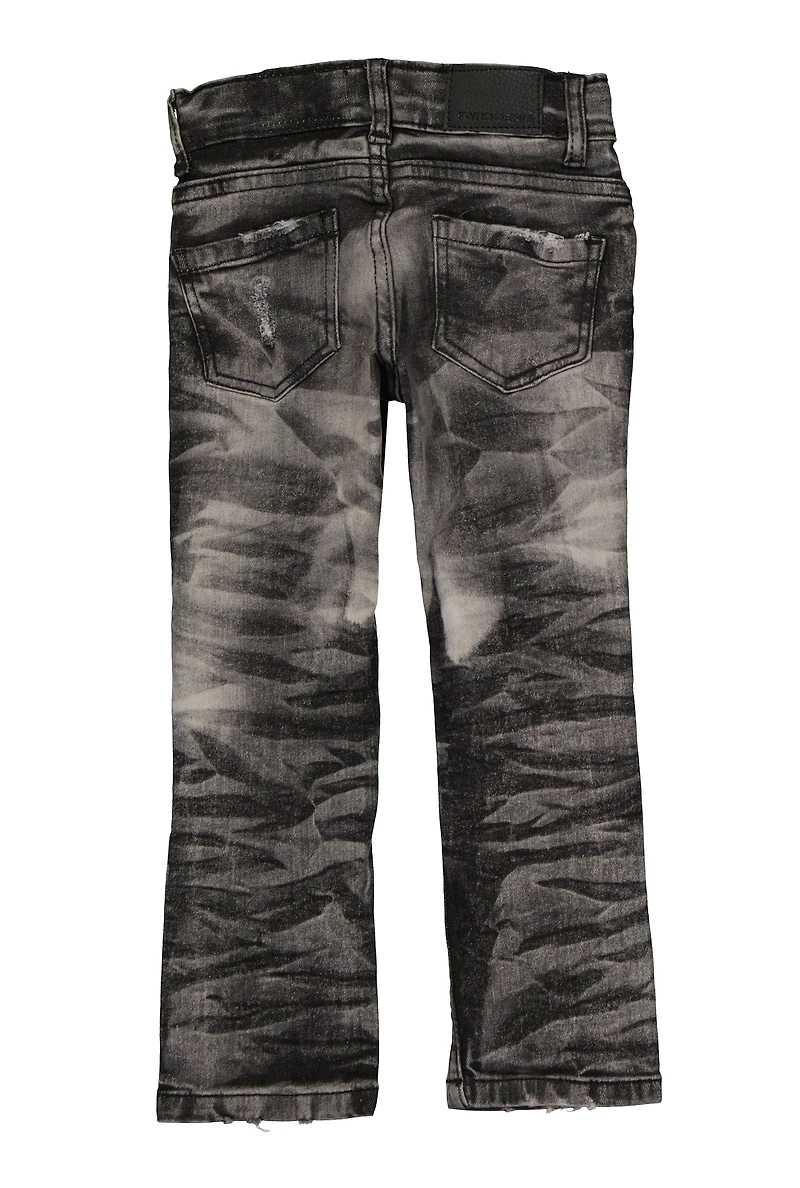 Toddler Boys Whiskered Distressed Jeans, Black,