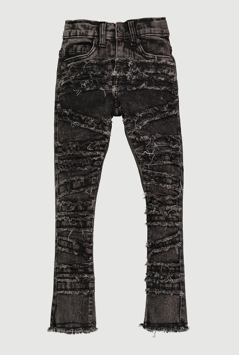 Toddler Boys Acid Wash Frayed Skinny Leg Jeans