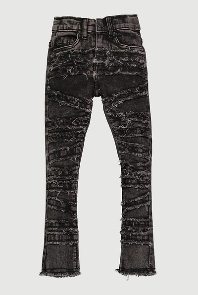 Toddler Boys Acid Wash Frayed Skinny Leg Jeans