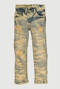 Toddler Boys Acid Wash Whiskered Distressed Jeans