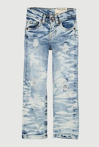 Toddler Boys Acid Wash Frayed Patch and Repair Jeans