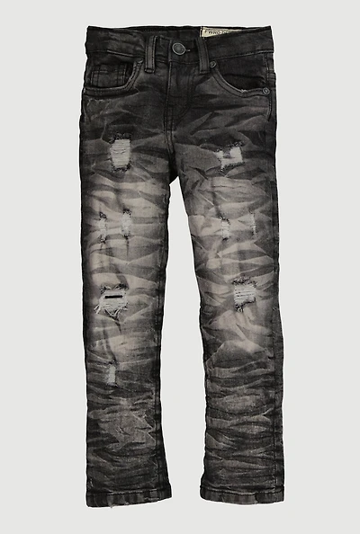 Toddler Boys Distressed Acid Wash Whiskered Jeans