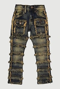 Toddler Boys Acid Wash Frayed Decorative Stitch Jeans