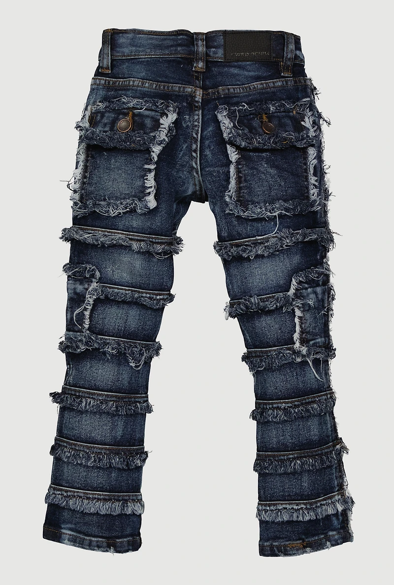 Toddler Boys Frayed Decorative Stitch Jeans