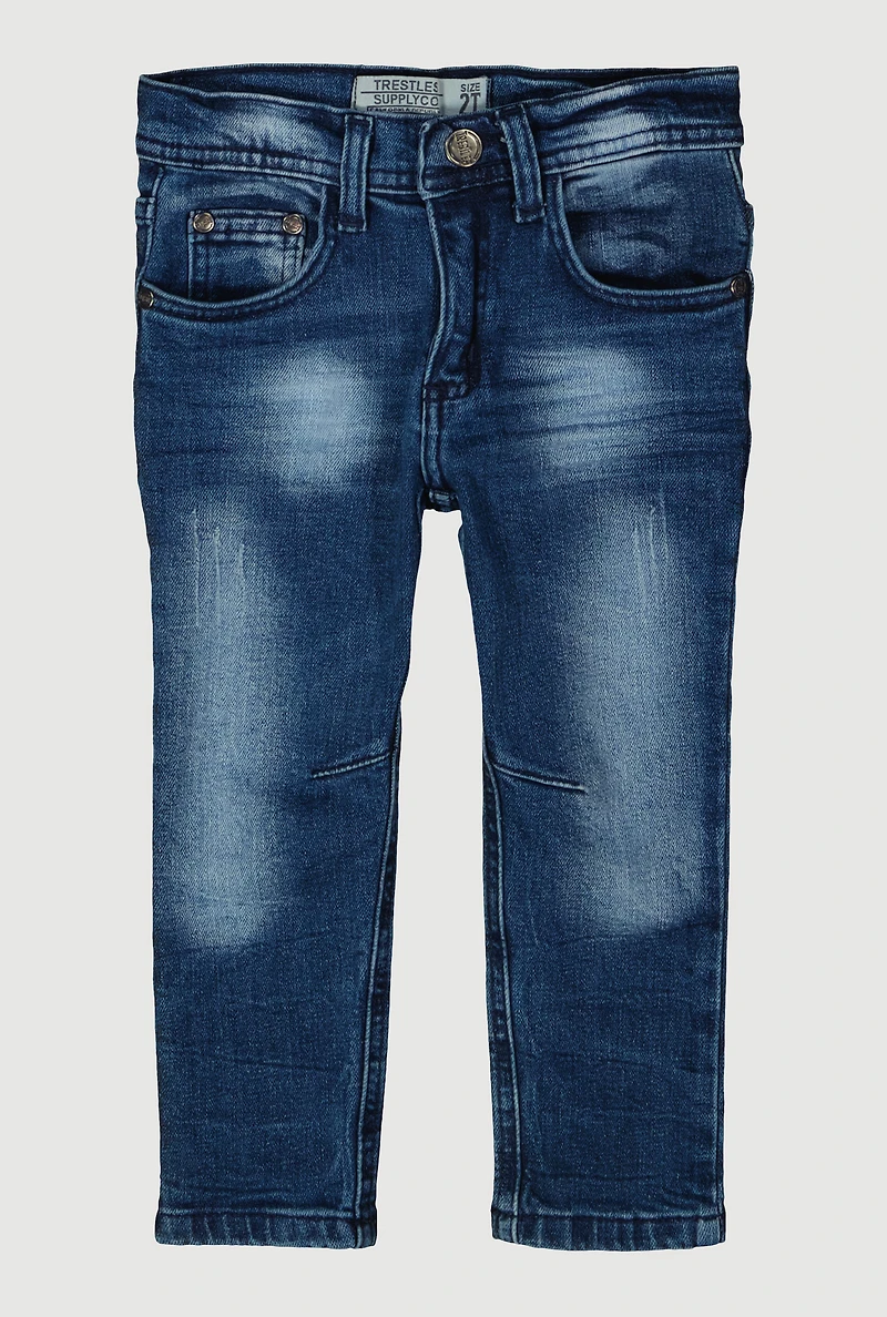 Toddler Boys Whiskered Straight Leg Jeans, Blue, Size 2T