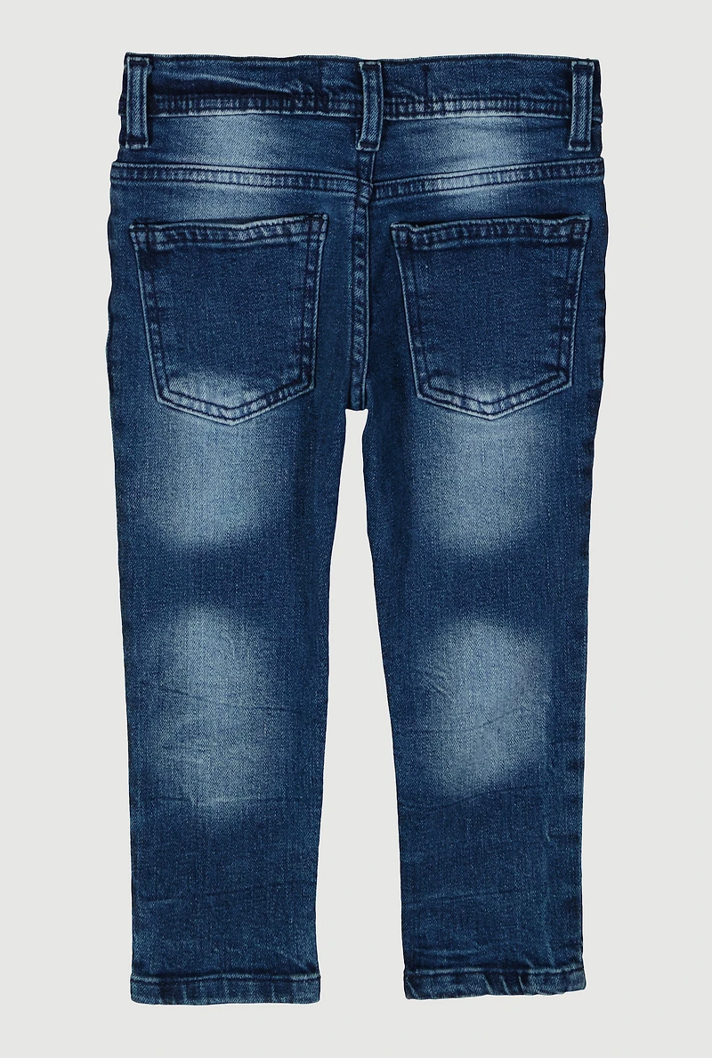 Toddler Boys Whiskered Straight Leg Jeans, Blue, Size 2T