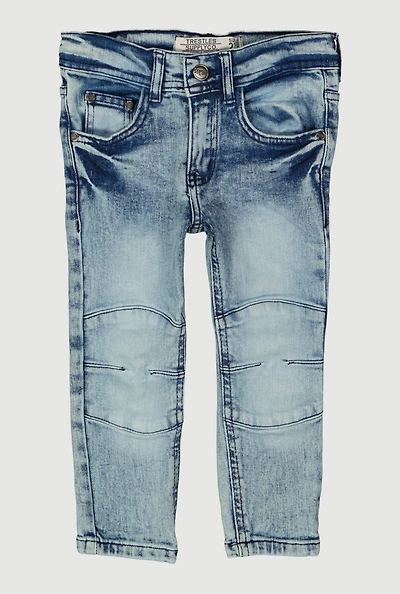 Toddler Boys Mineral Wash Moto Jeans, Blue, Size 4T