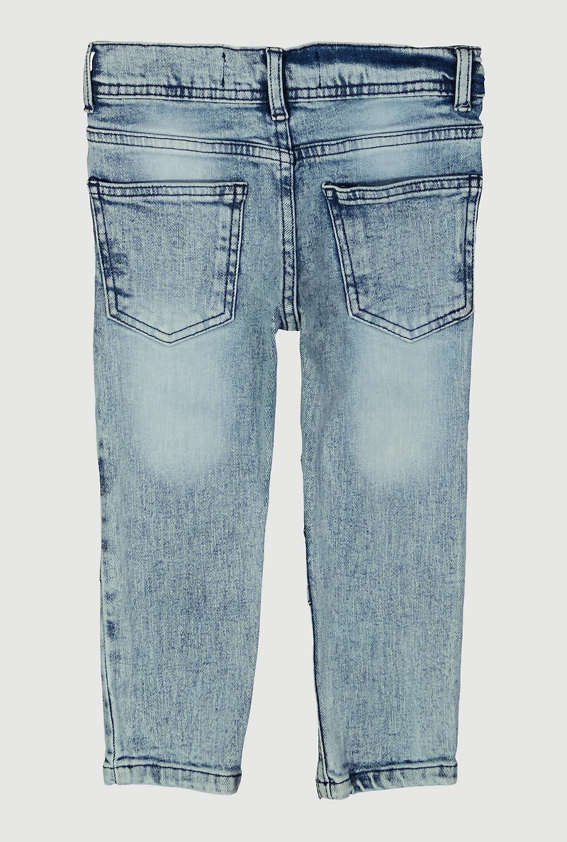 Toddler Boys Mineral Wash Moto Jeans, Blue, Size 2T