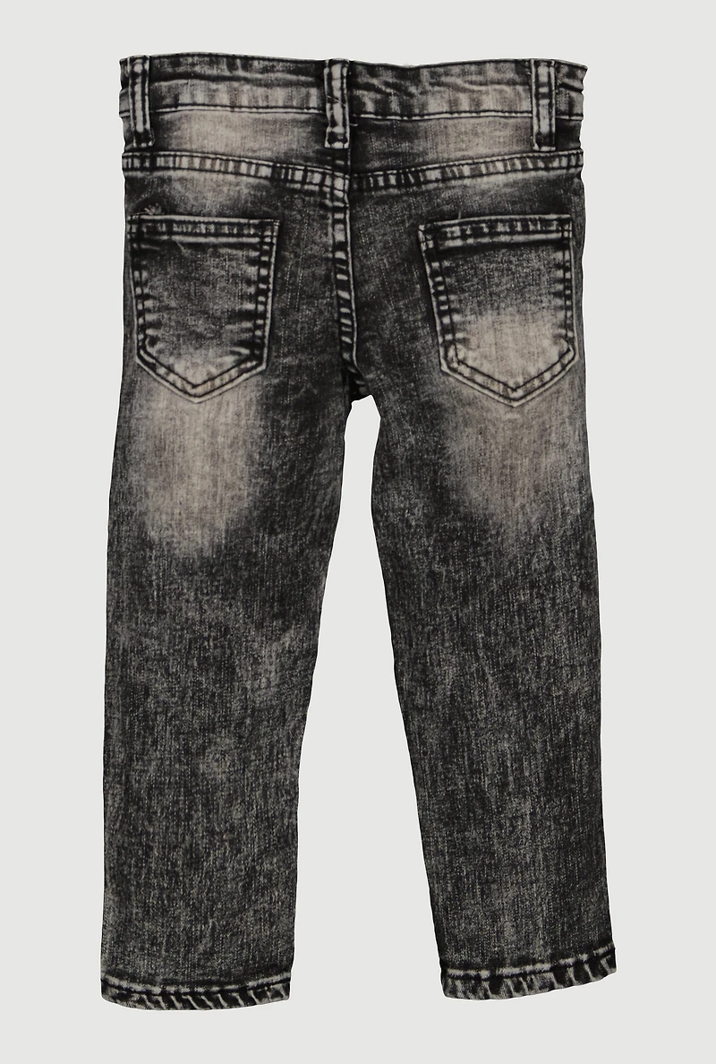 Toddler Boys Mineral Wash Whiskered Distressed Jeans, Black, Size 4T