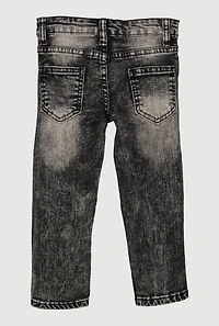 Toddler Boys Mineral Wash Whiskered Distressed Jeans, Black, Size 4T