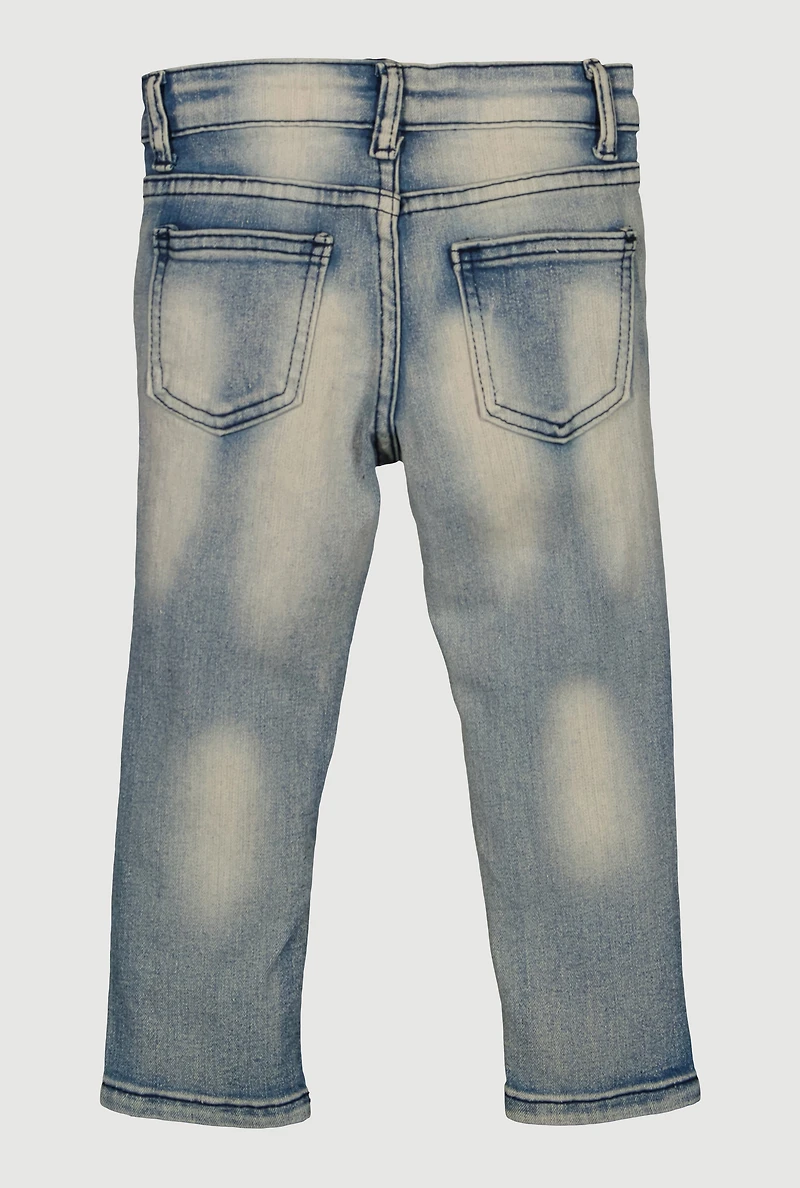 Toddler Boys Whiskered Distressed Moto Jeans, Blue,