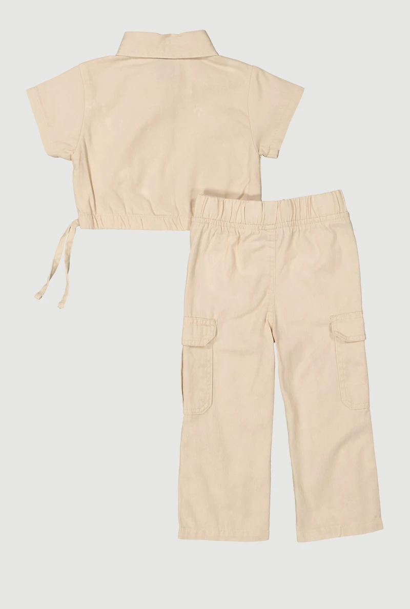 Baby Girls 12-24M Mineral Wash Shirt and Cargo Pants