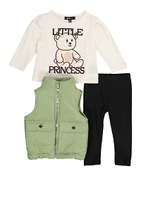 Baby Girls 12-24M Little Princess Tee with Vest and Leggings