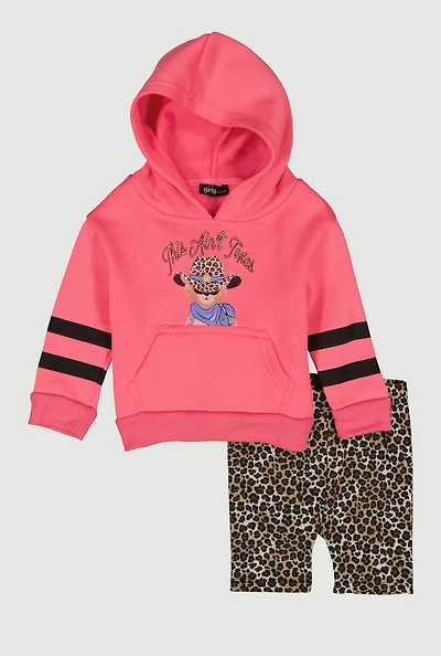 Baby Girls 12-24M This Aint Texas Graphic Hoodie and Shorts, Pink,