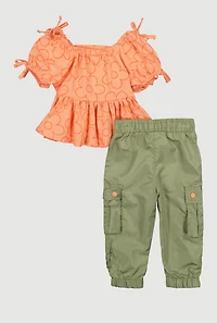 Baby Girls 12-24M Floral Peplum Top and Cargo Joggers