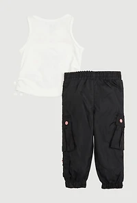 Baby Girls 12-24M Lets Go Graphic Tank Top and Cargo Joggers, Multi,